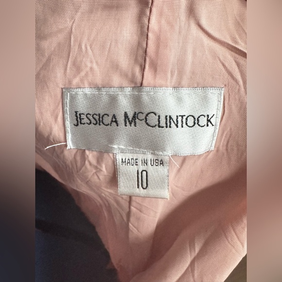 Vtg 90s Y2K Jessica McClintock Pink Floral Embroidered Strapless bow Maxi Dress - Picture 2 of 12